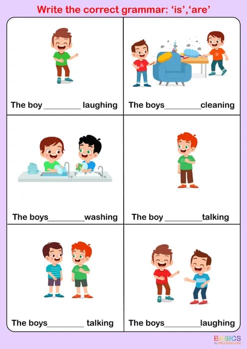 Write the Correct Grammar: Is/Are – Boy/Boys-PDF1