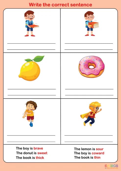 OPPOSITES – Write the Correct Sentence: Printable PDF for Kids-PDF1