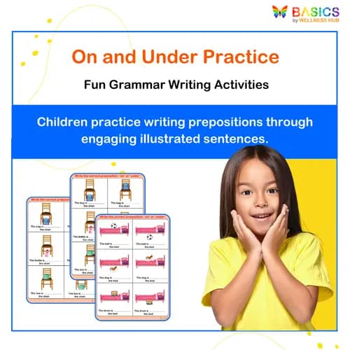On and Under Writing Practice: Printable PDF for Kids