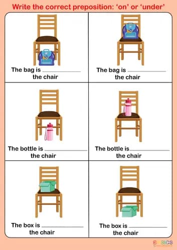 On and Under Writing Practice: Printable PDF for Kids-PDF1