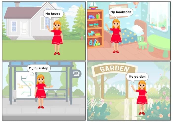 Caucasian Girl: Learn 'My' with Everyday Objects – Printable PDF-PDF1