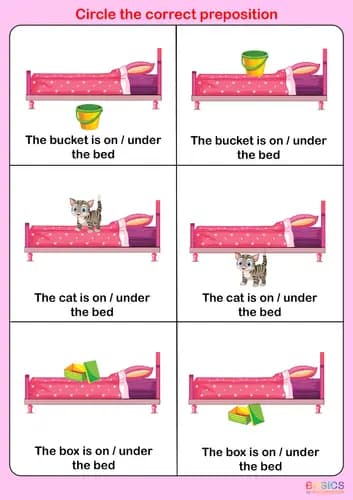 On and Under Prepositions Activity: Printable PDF for Kids-PDF1