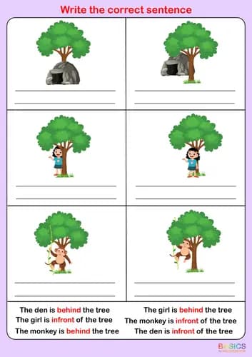 Writing Sentences with Prepositions: In Front and Behind-PDF1