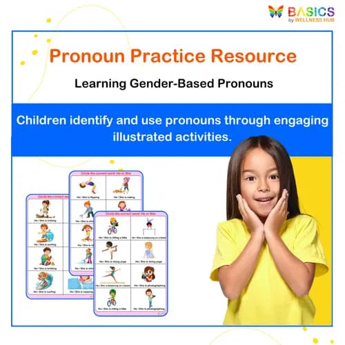 Gender-Based Pronouns Activity: He and She – Printable PDF for Kids