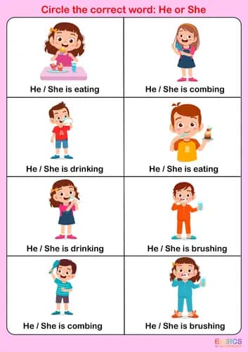 Gender-Based Pronouns Activity: He and She – Printable PDF for Kids-PDF1