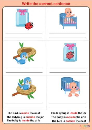 Inside and Outside Sentence Writing Activity – Printable PDF-PDF1