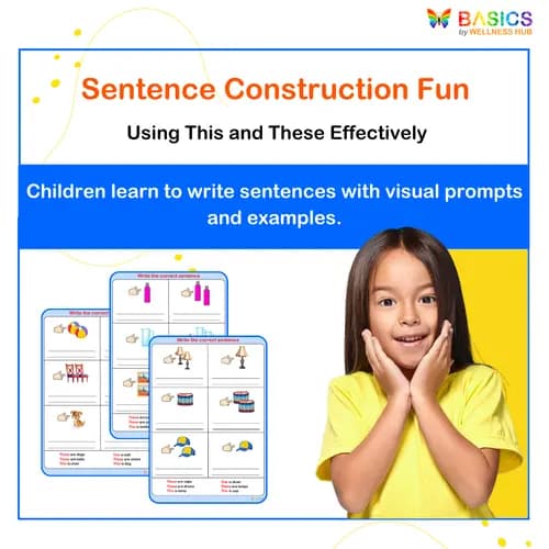 This and These Sentence Builder: Printable PDF for Kids