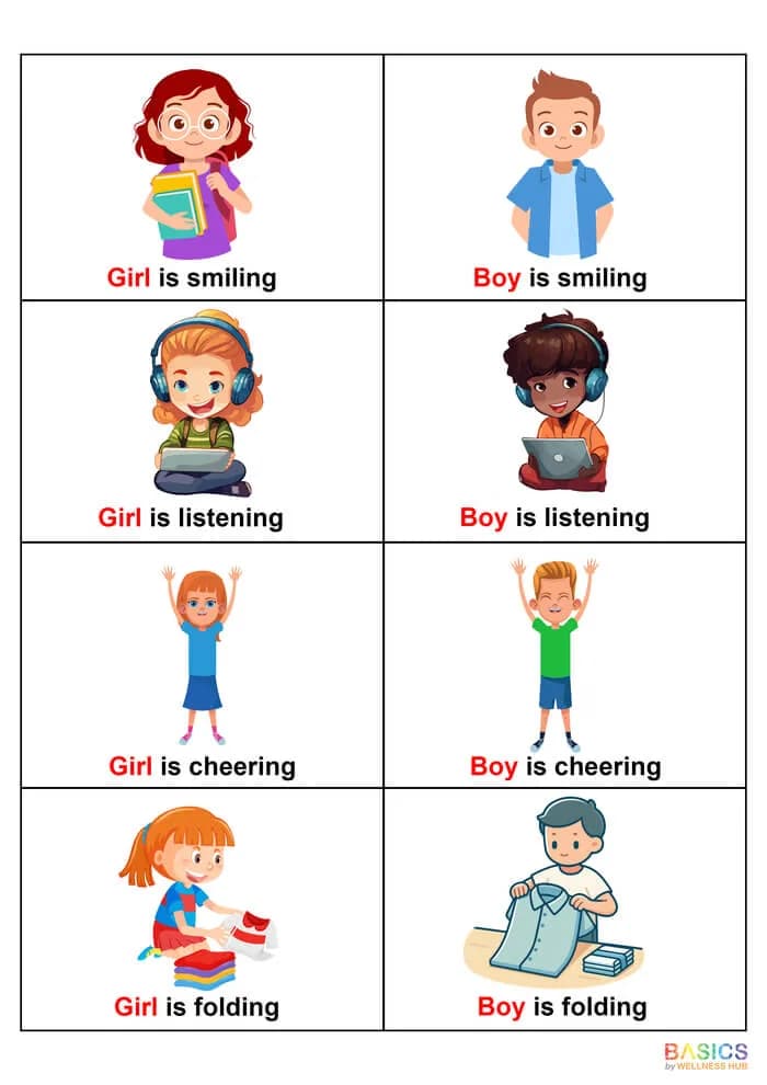 Simple Sentences with Actions: Boy, Girl, and Combined PDFs-PDF1