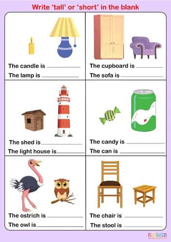 Tall and Short Comparison Worksheets: Fun Activities for Kids-PDF1