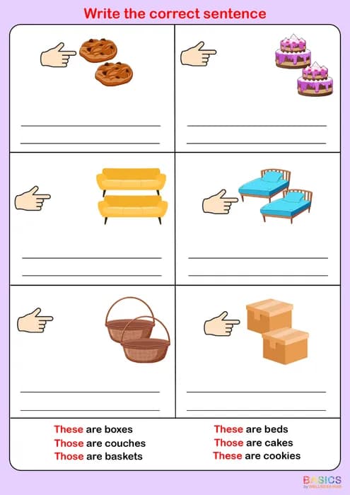 These & Those – Write the Correct Sentence: Printable PDF for Kids-PDF1