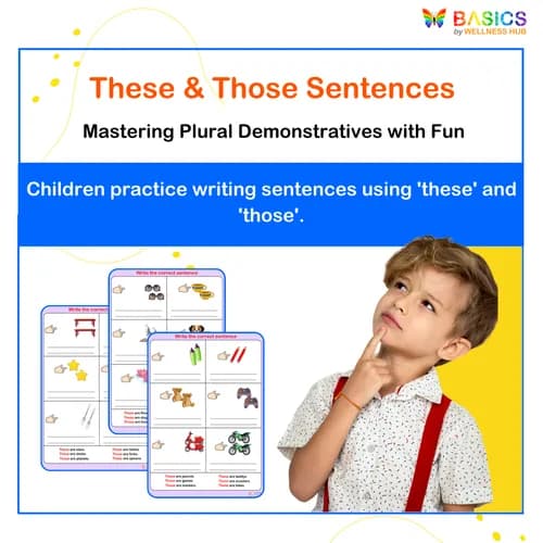 These & Those – Write the Correct Sentence: Printable PDF for Kids