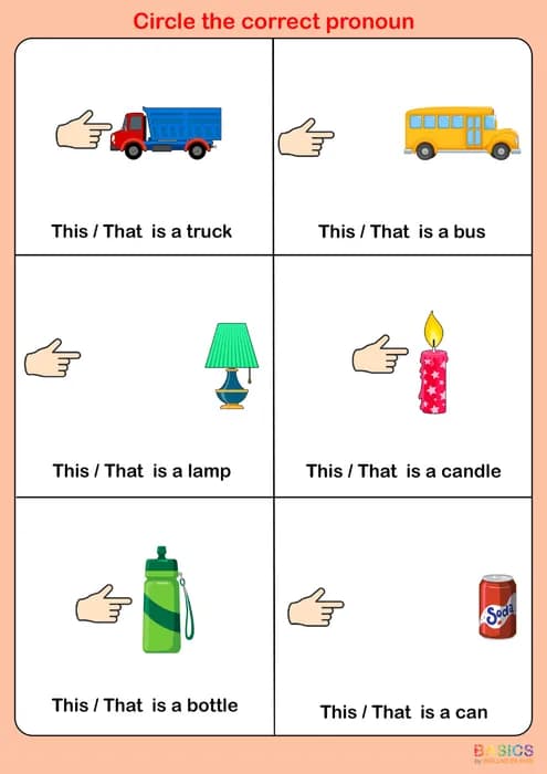 This & That – Circle the Correct Pronoun Activity for Kids-PDF1