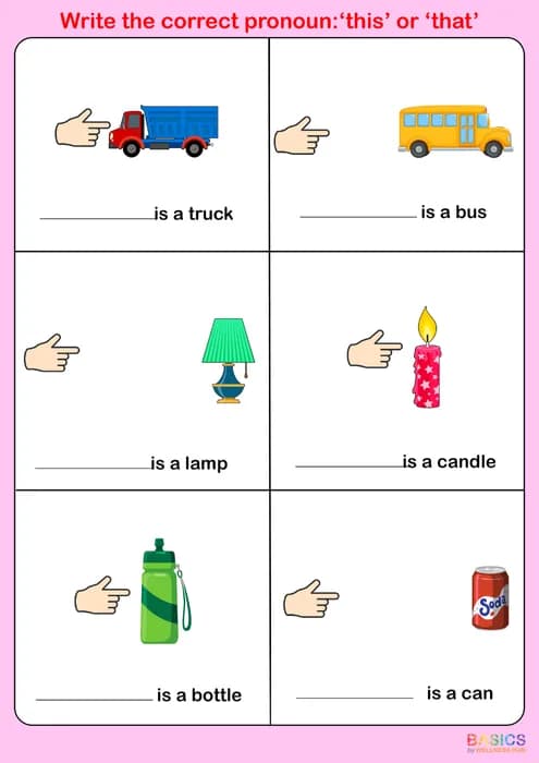 This & That – Write the Correct Pronoun Activity for Kids-PDF1