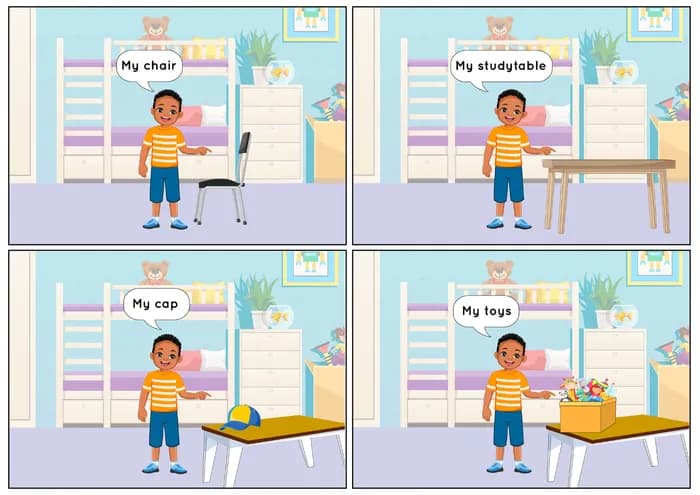 AFRICAN BOY: Learn “My” with Everyday Objects – Printable PDF-PDF1