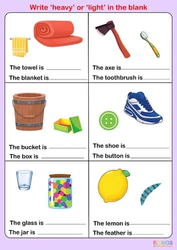 Heavy and Light Concepts: Printable PDF for Kids-PDF1