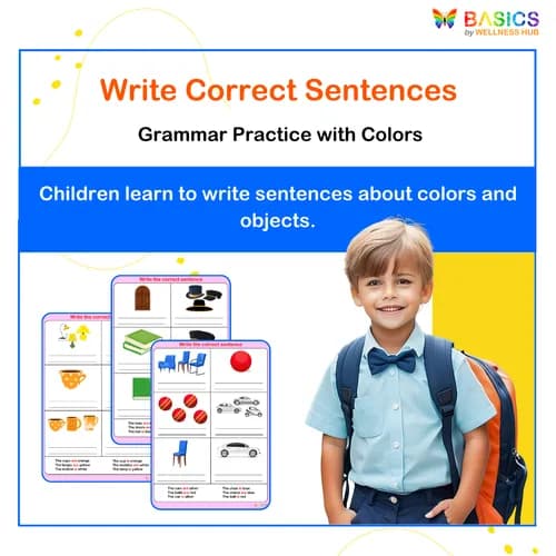 Write the Correct Grammar – Colors: Printable PDF for Kids - Free