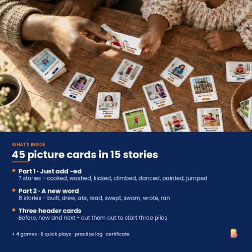 Before, Now & Next Cards — 15 Printable Past, Present and Future Picture Stories (45 Verb Tense Sequencing Cards) – page 2 preview
