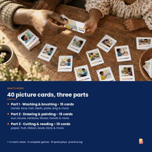 Busy Hands Action Words — 40 Printable Washing, Brushing, Drawing and Cutting Phrase Flashcards – page 2 preview