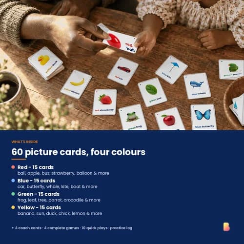 Colour Words: Red, Blue, Green & Yellow — 60 Printable Colour Phrase Flashcards for Early Talkers – page 2 preview