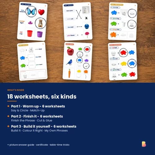 Colour Words Worksheets — 18 Printable Colour Phrase Worksheets for Early Talkers – page 2 preview