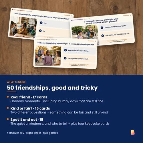 Good Friend, Tricky Friend: Spot the Signs — 50 Printable Friendship Skills Cards for Spotting Unkindness and Who to Tell – page 2 preview