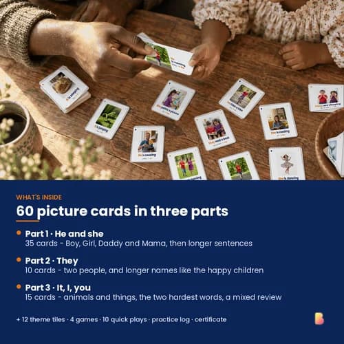 He, She & They Cards — 60 Printable Subject Pronoun Flashcards for He, She and They – page 2 preview