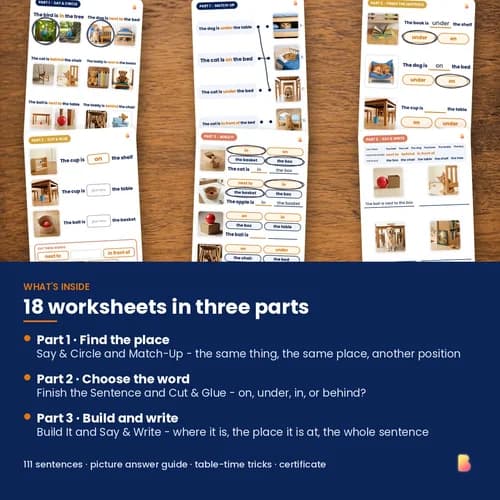 In, On & Under Worksheets — 18 Printable Prepositions Worksheets (111 Position Word Activities) – page 2 preview