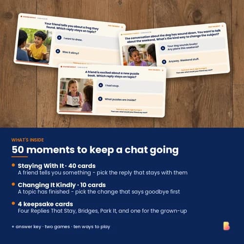 On Topic or Off? Staying With It — 50 Printable Topic Maintenance Reply Cards for Kids – page 2 preview