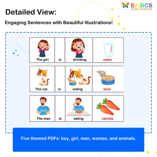 Sentence-Building PDF Set: Boy, Girl, Man, Woman, and Animals