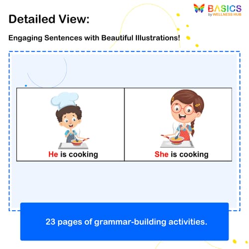 Sentences with Pronouns and Actions: He and She PDF for Kids - Free preview 2