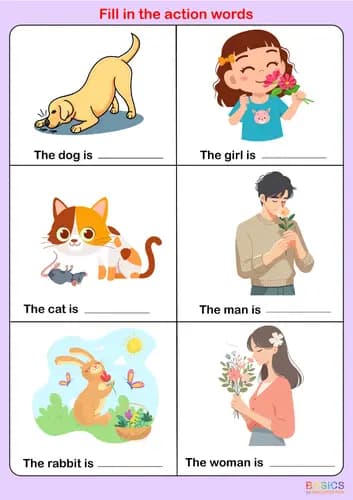 Action Words Fill-in-the-Blank Activity: Printable PDF for Kids-PDF2