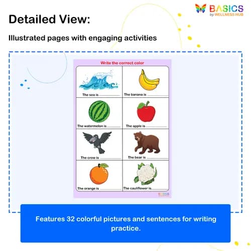 Color Identification and Writing Practice: Printable PDF for Kids