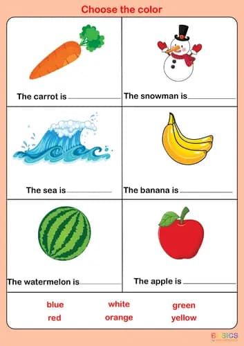 Color Vocabulary Sentence Completion Activities – Printable PDF-PDF2