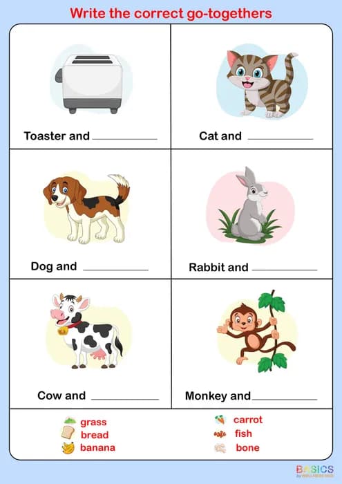 Write the Correct Go-togethers – Vocabulary Building Activity for Kids-PDF2