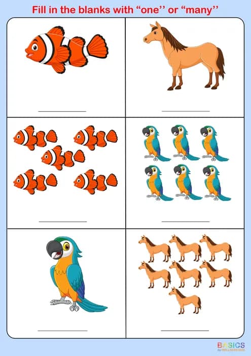 Fill in the Blanks with 'One' or 'Many' – Illustrated Worksheet Set-PDF2