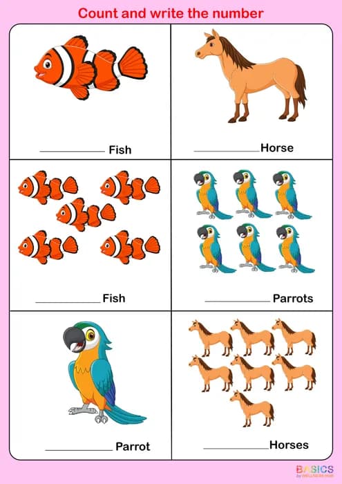 Write the Correct Number of Objects – Counting Worksheets for Kids-PDF2