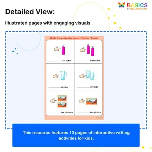 This and These Writing Practice: Printable PDF for Kids