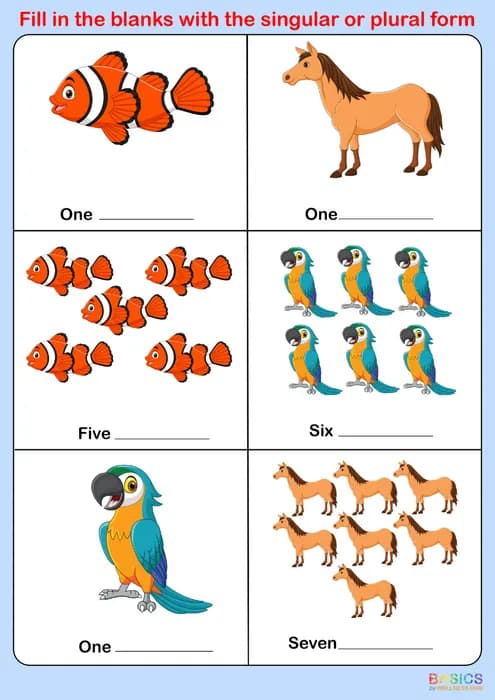 Fill in the Blanks with Singular or Plural Form – Illustrated Worksheet Set-PDF2