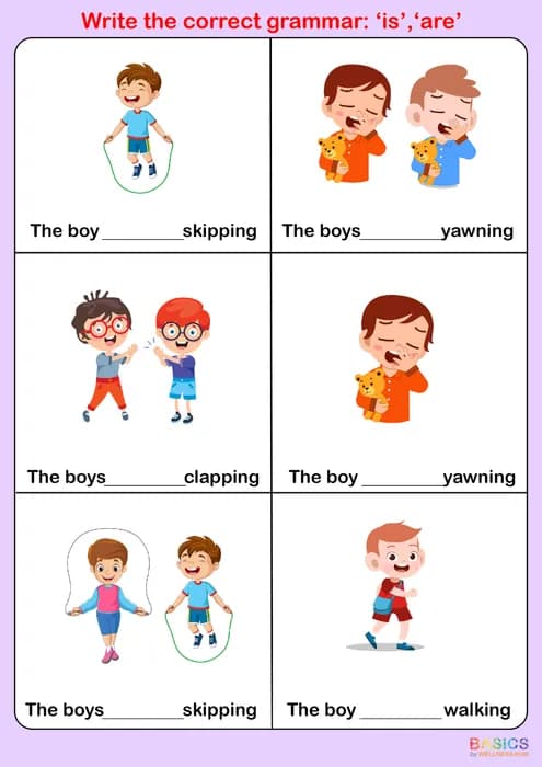 Write the Correct Grammar: Is/Are – Boy/Boys-PDF2