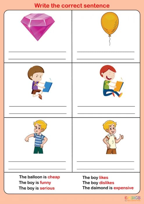 OPPOSITES – Write the Correct Sentence: Printable PDF for Kids-PDF2