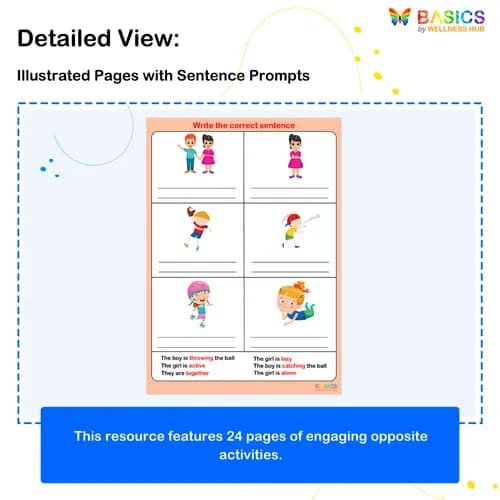 OPPOSITES – Write the Correct Sentence: Printable PDF for Kids