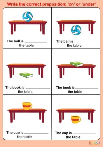 On and Under Writing Practice: Printable PDF for Kids-PDF2