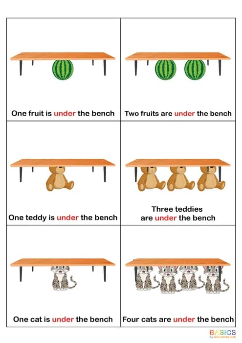 ON & UNDER: One and Many – Prepositions with Illustrated Examples-PDF2