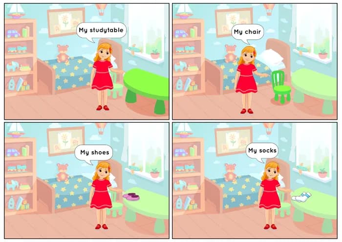 Caucasian Girl: Learn 'My' with Everyday Objects – Printable PDF-PDF2