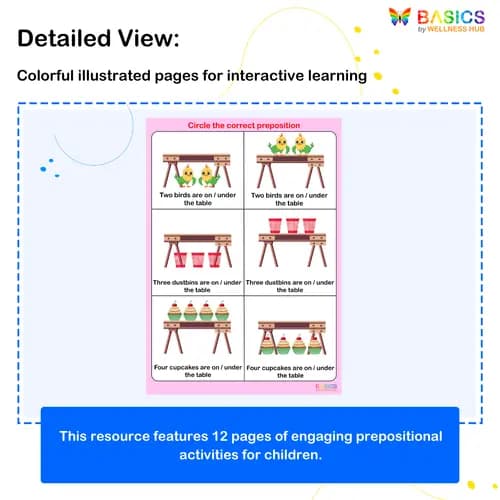On and Under Prepositions Activity: Printable PDF for Kids