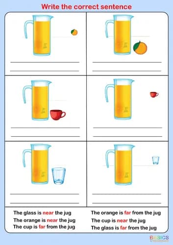 Writing Sentences with Prepositions: Near and Far – Printable PDF-PDF2