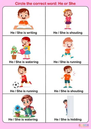 Gender-Based Pronouns Activity: He and She – Printable PDF for Kids-PDF2