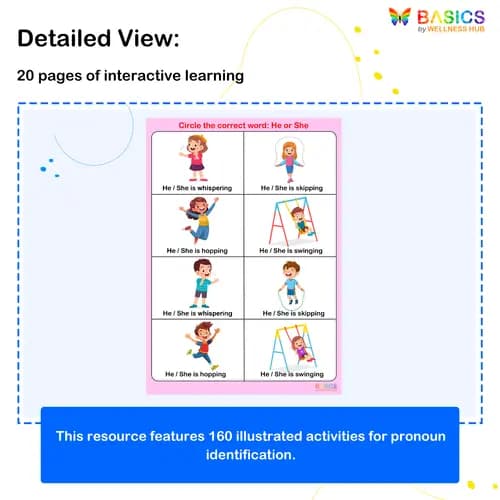Gender-Based Pronouns Activity: He and She – Printable PDF for Kids