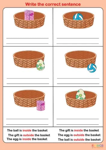 Inside and Outside Sentence Writing Activity – Printable PDF-PDF2