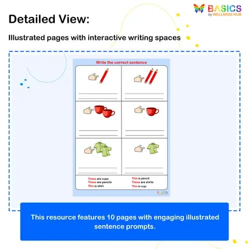 This and These Sentence Builder: Printable PDF for Kids